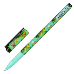 Ручка шариковая BRAUBERG SOFT TOUCH GRIP &laquo;PINEAPPLE&raquo;, СИНЯЯ, мягкое покрытие, узел 0,7 мм, 143718