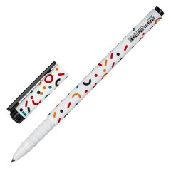 Ручка шариковая BRAUBERG SOFT TOUCH GRIP &laquo;CONFETTI&raquo;, СИНЯЯ, мягкое покрытие, узел 0,7 мм, 143723