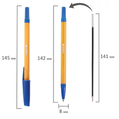 Ручка шариковая STAFF &laquo;Basic BP-03 Orange&raquo;, СИНЯЯ, корпус оранжевый, узел 1 мм, линия письма 0,5 мм, 143741