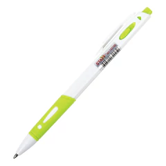 Ручка шариковая автоматическая с грипом STAFF &laquo;BP-16 White&raquo;, СИНЯЯ, ассорти, линия письма 0,35 мм, 143749