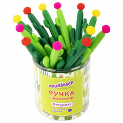 Ручка фигурная шариковая ЮНЛАНДИЯ &laquo;Кактус&raquo;, мягкий силиконовый корпус, ассорти, СИНЯЯ, пишущий узел 0,7 мм, 143774