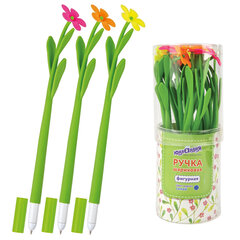 Ручка фигурная шариковая ЮНЛАНДИЯ &laquo;Цветочек&raquo;, мягкий силиконовый корпус, ассорти, СИНЯЯ, пишущий узел 0,7 мм, 143779