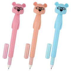 Ручка фигурная шариковая ЮНЛАНДИЯ &laquo;Мишка&raquo;, мягкий силиконовый корпус, ассорти, СИНЯЯ, пишущий узел 0,7 мм, 143780