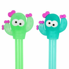 Ручка с топпером шариковая ЮНЛАНДИЯ &laquo;Цветущий кактус&raquo;, корпус ассорти, СИНЯЯ, пишущий узел 0,7 мм, 143781