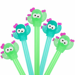 Ручка с топпером шариковая ЮНЛАНДИЯ &laquo;Цветущий кактус&raquo;, корпус ассорти, СИНЯЯ, пишущий узел 0,7 мм, 143781