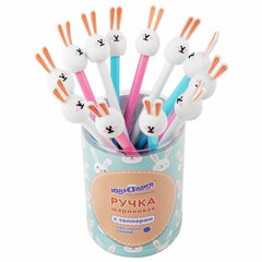 Ручка с топпером шариковая ЮНЛАНДИЯ &laquo;Ушастый зайка&raquo;, корпус ассорти, СИНЯЯ, пишущий узел 0,7 мм, 143782