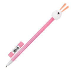 Ручка с топпером шариковая ЮНЛАНДИЯ &laquo;Ушастый зайка&raquo;, корпус ассорти, СИНЯЯ, пишущий узел 0,7 мм, 143782