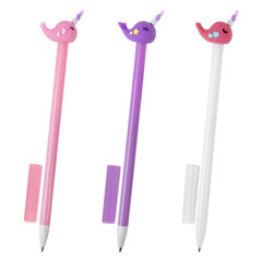 Ручка с топпером шариковая ЮНЛАНДИЯ &laquo;Кит-Единорог&raquo;, корпус ассорти, СИНЯЯ, пишущий узел 0,7 мм, 143783