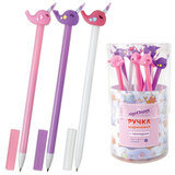 Ручка с топпером шариковая ЮНЛАНДИЯ "Кит-Единорог", корпус ассорти, СИНЯЯ, пишущий узел 0,7 мм, 143783