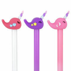 Ручка с топпером шариковая ЮНЛАНДИЯ &laquo;Кит-Единорог&raquo;, корпус ассорти, СИНЯЯ, пишущий узел 0,7 мм, 143783