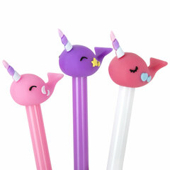 Ручка с топпером шариковая ЮНЛАНДИЯ &laquo;Кит-Единорог&raquo;, корпус ассорти, СИНЯЯ, пишущий узел 0,7 мм, 143783