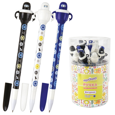 Ручка фигурная шариковая ЮНЛАНДИЯ "Робот", корпус ассорти, СИНЯЯ, пишущий узел 0,7 мм, 143790