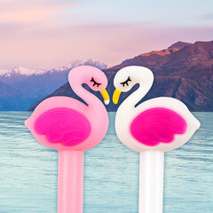 Ручка с топпером шариковая ЮНЛАНДИЯ &laquo;Лебедь&raquo;, корпус ассорти, СИНЯЯ, пишущий узел 0,7 мм, 143801