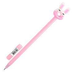 Ручка с топпером шариковая ЮНЛАНДИЯ &laquo;Зайка-пончик&raquo;, корпус ассорти, СИНЯЯ, пишущий узел 0,7 мм, 143802