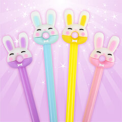 Ручка с топпером шариковая ЮНЛАНДИЯ &laquo;Зайка-пончик&raquo;, корпус ассорти, СИНЯЯ, пишущий узел 0,7 мм, 143802