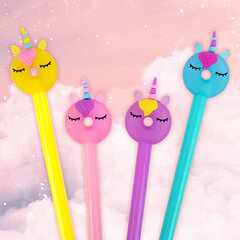 Ручка с топпером шариковая ЮНЛАНДИЯ &laquo;Единорог-пончик&raquo;, корпус ассорти, СИНЯЯ, пишущий узел 0,7 мм, 143803