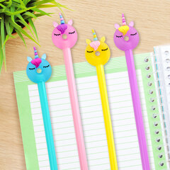 Ручка с топпером шариковая ЮНЛАНДИЯ &laquo;Единорог-пончик&raquo;, корпус ассорти, СИНЯЯ, пишущий узел 0,7 мм, 143803