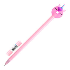 Ручка с топпером шариковая ЮНЛАНДИЯ &laquo;Единорог-пончик&raquo;, корпус ассорти, СИНЯЯ, пишущий узел 0,7 мм, 143803