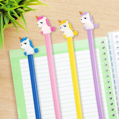 Ручка с топпером шариковая ЮНЛАНДИЯ &laquo;Единорог&raquo;, корпус ассорти, СИНЯЯ, пишущий узел 0,7 мм, 143805