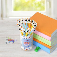 Ручка с топпером шариковая ЮНЛАНДИЯ &laquo;Собачка&raquo;, корпус ассорти, СИНЯЯ, пишущий узел 0,7 мм, 143807