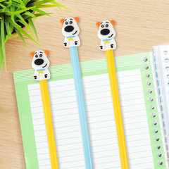 Ручка с топпером шариковая ЮНЛАНДИЯ &laquo;Собачка&raquo;, корпус ассорти, СИНЯЯ, пишущий узел 0,7 мм, 143807