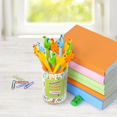 Ручка с топпером шариковая ЮНЛАНДИЯ &laquo;Динозаврик&raquo;, корпус ассорти, СИНЯЯ, пишущий узел 0,7 мм, 143809