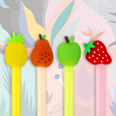 Ручка с топпером шариковая ЮНЛАНДИЯ &laquo;Фрукт&raquo;, корпус ассорти, СИНЯЯ, пишущий узел 0,7 мм, 143810