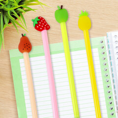 Ручка с топпером шариковая ЮНЛАНДИЯ &laquo;Фрукт&raquo;, корпус ассорти, СИНЯЯ, пишущий узел 0,7 мм, 143810