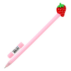 Ручка с топпером шариковая ЮНЛАНДИЯ &laquo;Фрукт&raquo;, корпус ассорти, СИНЯЯ, пишущий узел 0,7 мм, 143810