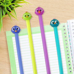 Ручка с топпером шариковая ЮНЛАНДИЯ &laquo;Птенец&raquo;, корпус ассорти, СИНЯЯ, пишущий узел 0,7 мм, 143811