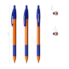 Ручка шариковая автоматическая с грипом ERICH KRAUSE &laquo;R-301 Orange&raquo;, СИНЯЯ, узел 1,0 мм, линия письма 0,35 мм, 46762
