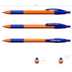Ручка шариковая автоматическая с грипом ERICH KRAUSE &laquo;R-301 Orange&raquo;, СИНЯЯ, узел 1,0 мм, линия письма 0,35 мм, 46762
