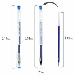 Ручка гелевая BRAUBERG &laquo;EXTRA&raquo;, СИНЯЯ, корпус прозрачный, узел 0,5 мм, линия 0,35 мм, 143902