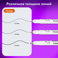 Капиллярные ручки линеры для рисования 3 шт., черные, 0,3/0,4/0,8 мм, BRAUBERG ART DEBUT, 143939