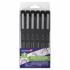Изображение товара Капиллярные ручки линеры BRAUBERG ART CLASSIC 6 шт черные разной толщины