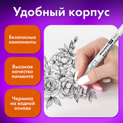 Капиллярные ручки линеры 9 шт., черные, 0,05-0,8 мм / Кисть S, BRAUBERG ART DEBUT, 143944