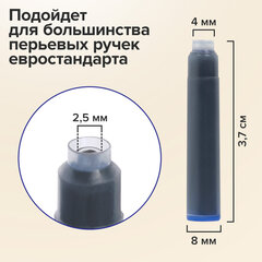 Картриджи чернильные BRAUBERG DELTA, КОМПЛЕКТ 10 штук, СИНИЕ, 143956