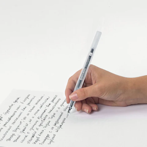 Ручка гелевая РОССИЯ "СТАНДАРТ", ЧЕРНАЯ, корпус тонированный, узел 0,7 мм, линия письма 0,5 мм, BRAUBERG, 143958 - фото 6