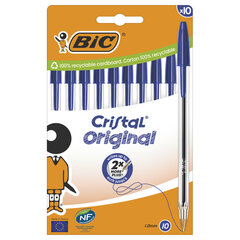 Ручки шариковые BIC &laquo;Cristal Original&raquo;, НАБОР 10 шт., СИНИЕ, узел 1 мм, линия письма 0,32 мм, пакет, 830863