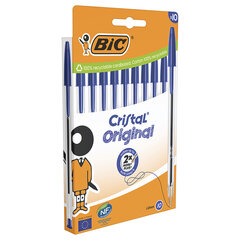 Ручки шариковые BIC &laquo;Cristal Original&raquo;, НАБОР 10 шт., СИНИЕ, узел 1 мм, линия письма 0,32 мм, пакет, 830863