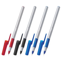 Ручки шариковые с грипом BIC &laquo;Round Stic Exact&raquo;, НАБОР 4 шт./<wbr/>3 ЦВЕТА (синий, черный, красный), линия письма 0,28 мм, блистер, 932858