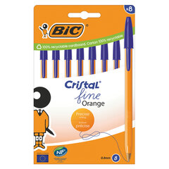 Ручки шариковые BIC &laquo;Orange Fine&raquo;, НАБОР 8 шт., СИНИЕ, линия письма 0,32 мм, пакет, 919228/<wbr/>516351