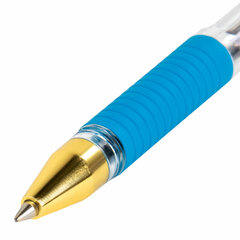 Ручка шариковая с грипом BRAUBERG &laquo;X-ONE&raquo;, СИНЯЯ, корпус прозрачный, узел 0,5 мм, линия письма 0,35 мм, 143985