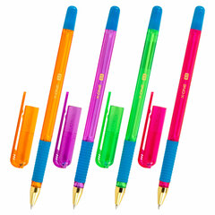 Изображение товара Ручка шариковая с грипом BRAUBERG «X-ONE NEON», СИНЯЯ, корпус ассорти, узел 0,5 мм, линия письма 0,35 мм, 143987