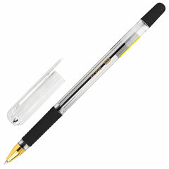 Изображение товара Ручка шариковая с грипом BRAUBERG «X-ONE», ЧЕРНАЯ, корпус прозрачный, узел 0,5 мм, линия письма 0,35 мм, 143988