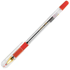 Ручка шариковая с грипом BRAUBERG &laquo;X-ONE&raquo;, КРАСНАЯ, корпус прозрачный, узел 0,5 мм, линия письма 0,35 мм, 143989