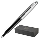 Ручка шариковая PARKER "51 Core Black CT M", корпус черный, серебристые детали, черная, 2123493