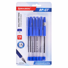 Ручки шариковые BRAUBERG &laquo;BP-GT&raquo;, НАБОР 10 ШТУК, СИНИЕ, евронаконечник 0,7 мм, линия письма 0,35 мм, блистер, 144008
