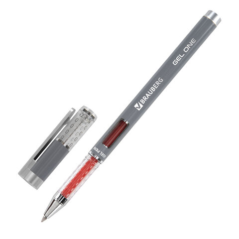 Ручка гелевая BRAUBERG "GEL ONE", КРАСНАЯ, стандартный узел 0,5 мм, линия письма 0,35 мм, 144038