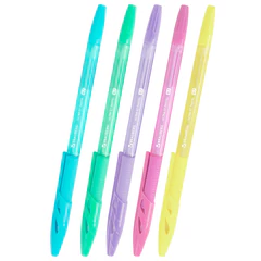 Ручка шариковая с грипом BRAUBERG &laquo;ULTRA GT PASTEL&raquo;, СИНЯЯ, корпус ассорти, линия 0,35 мм, 144053